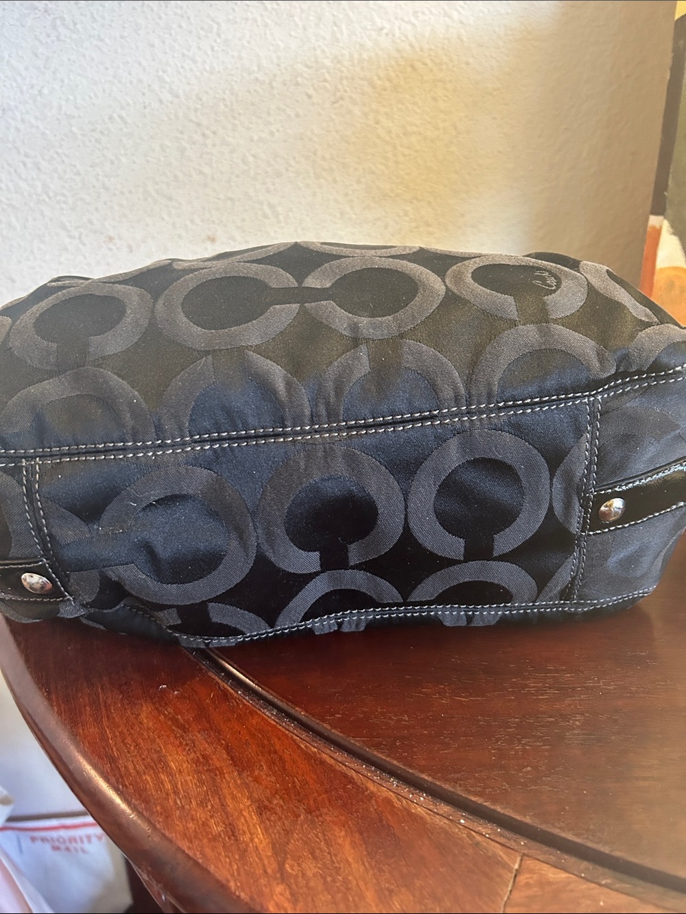 Coach Black Signature Circle Shoulder Tote - Picture 6 of 9